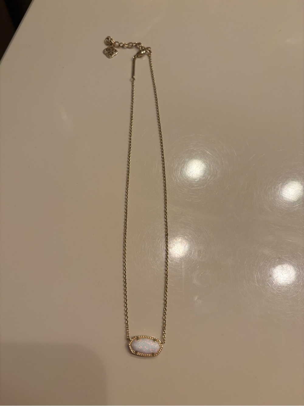 Kendra Scott Gold Necklace with White Opal Pendant